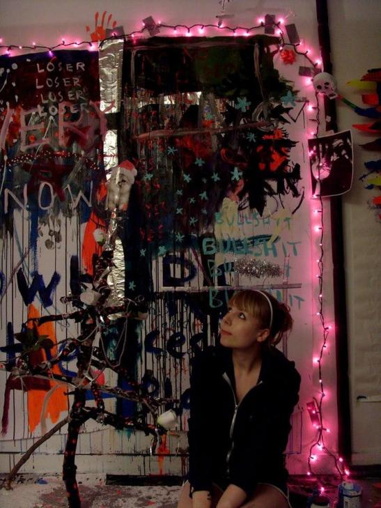 Super Future Kid at Lucky Gallery linkedin • Lucky Gallery used to be located in Redhook, and its founder/director, Laura Arena let me play there for a while! I loved it, painted the whole thing over in white like three times, and discovered the real magic of seeing new talent in its flowering. Laura Arena had a keen eye for the best, most innovative artists and I was incredibly LUCKY to find myself working alongside her.